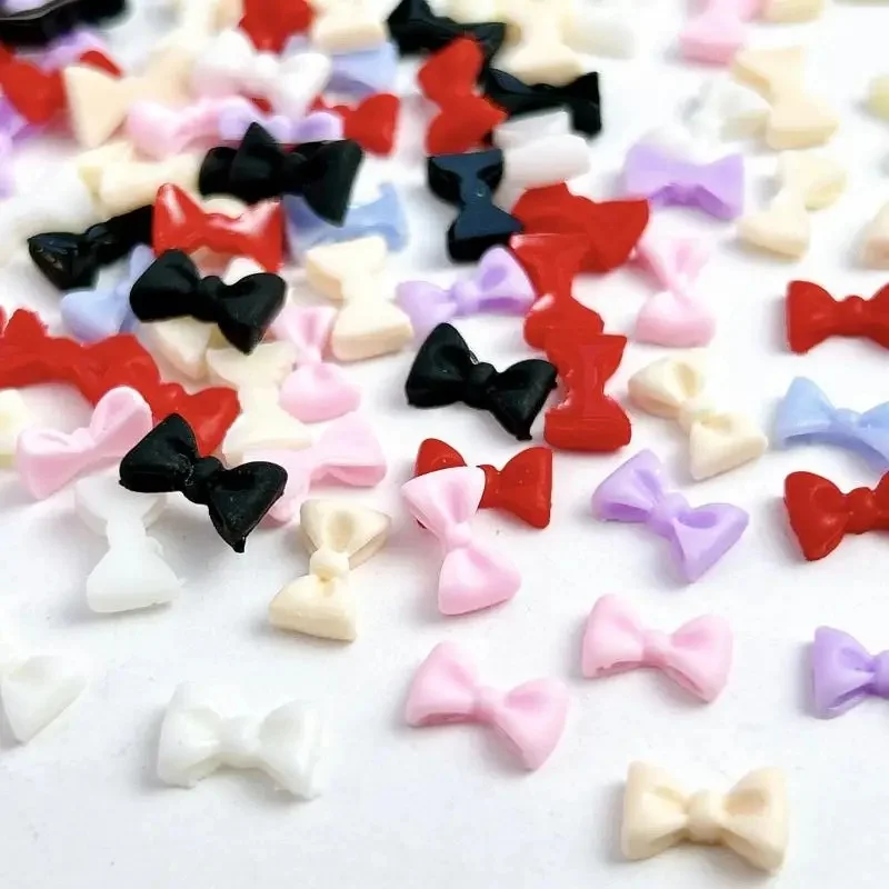 Mini breloques 3D en résine pour nail art, nœuds minimalistes, décorations pour ongles en gomme crème, bricolage, accessoires pour ongles, couleurs unies, 50 pièces