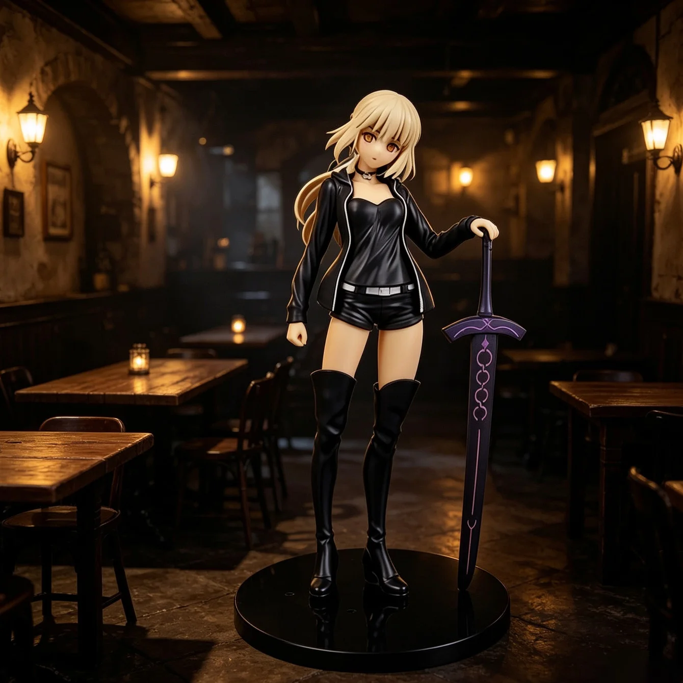 Anime-Figur im Dark Knight Design, Premium PVC-Material, Elegante Stehende Pose, Desktop-Modell, Fan-Merchandise