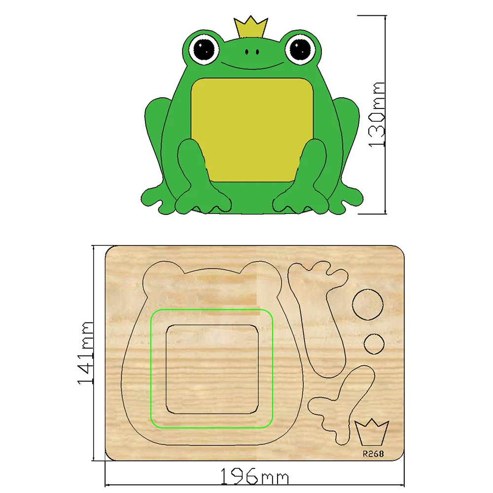 Frog Detachable Photo Frame Wooden Cutting Dies Scrapbooking DECOR HOME DIY Suitable for Market Universal Cutting Machine/R268