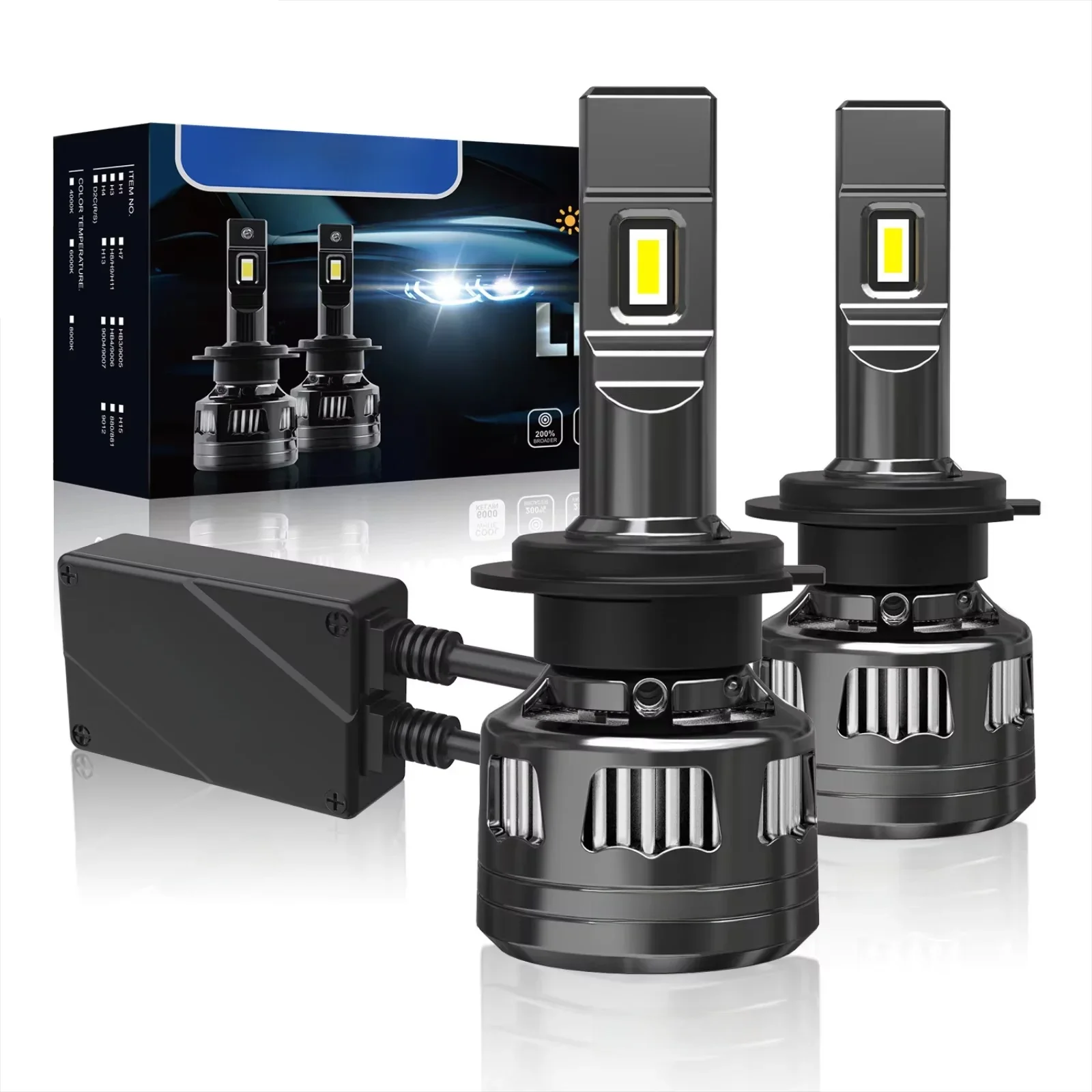 BEVINSEE V45 H7 LED Headlights H4 High Low Beam 120W 22000LM CANBUS H11 H1 9005 HB3 9006 HB4 H8 H9 9012 Auto LED Headlamp Bulbs