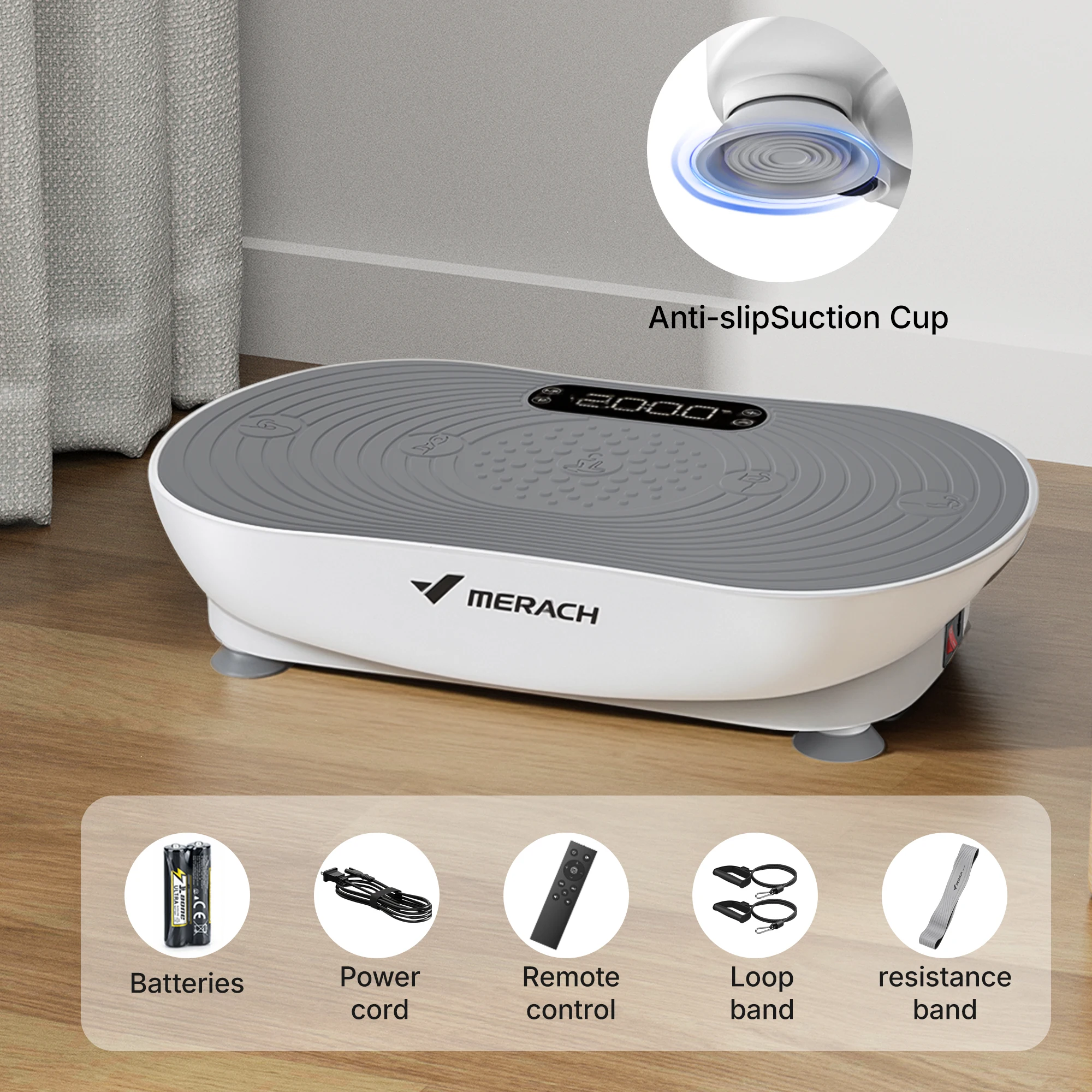 MERACH Vibratieplaat V33 voor gewichtsverlies & lichaamsvorming, 99 snelheidsniveaus, verbeterde vibratie, Bluetooth speaker, LED touchscreen