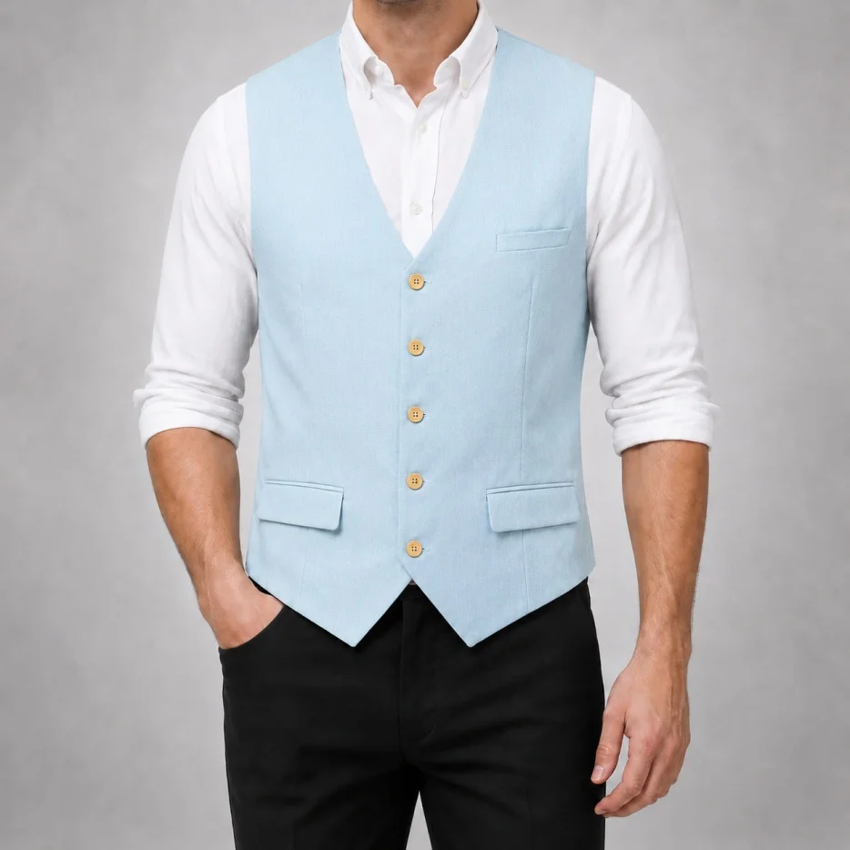 Men's Slim Fit V Neck Casual Formal Waistcoat Vest for Business Wedding