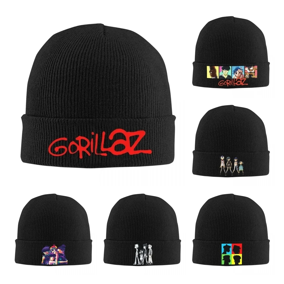 Gorillaz unisex malha Caps, gorro feminino, chapéu de inverno, hip hop, melão