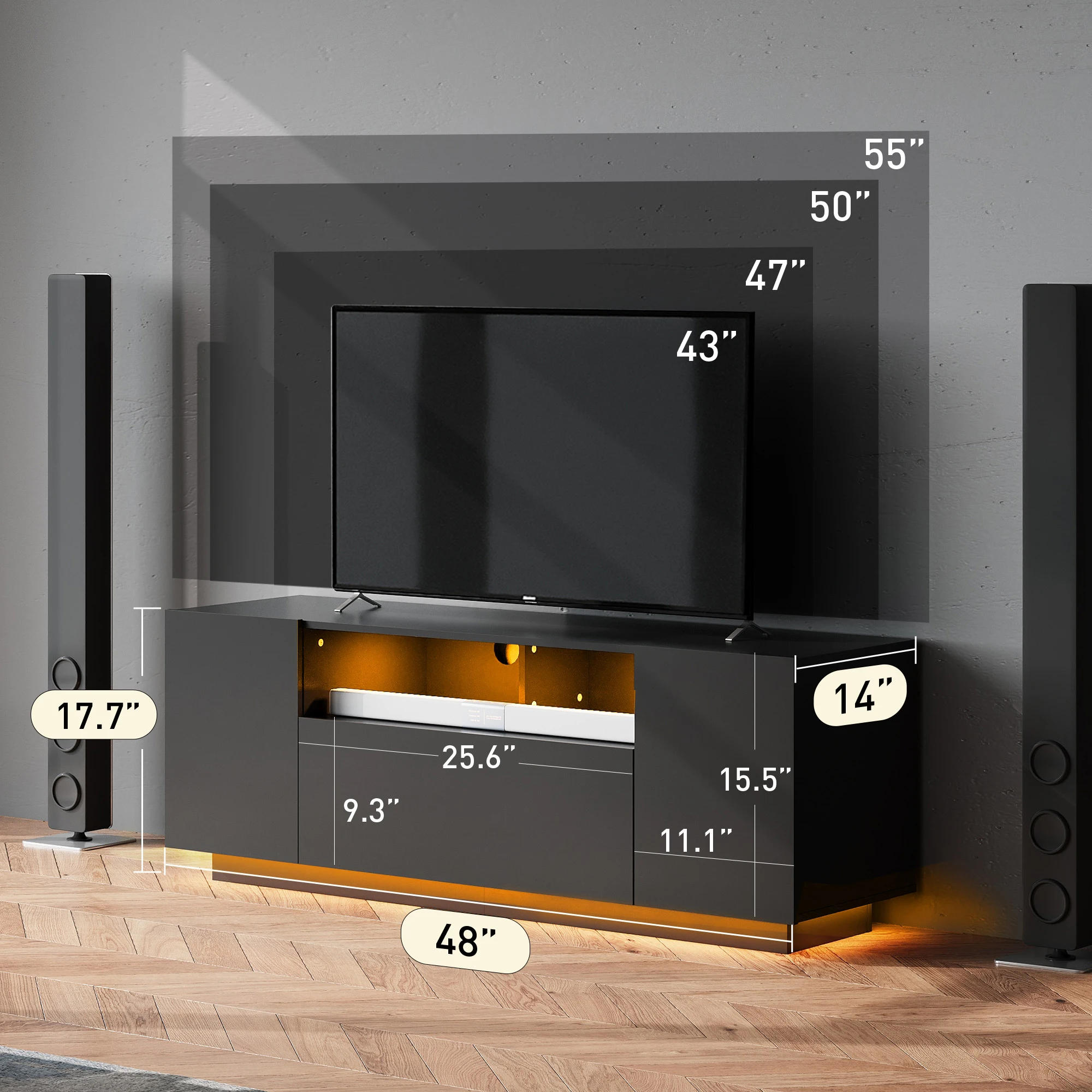 Meuble TV avec éclairage LED e - Gaming Console Entertainment Center avis et prix