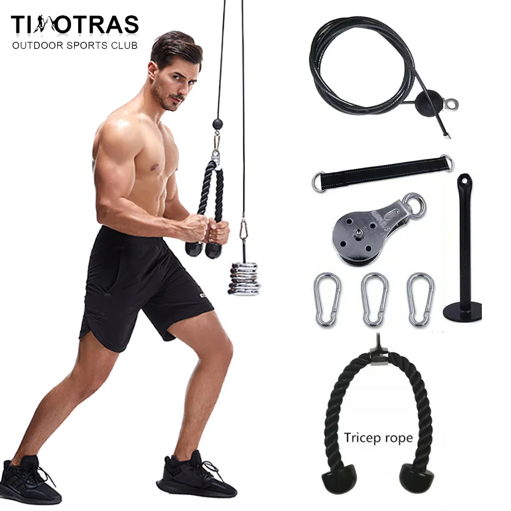 Fitness DIY Pulley Cable Machine Home Gym Workout Equipment Attachment System Arm Biceps Triceps Blaster Hand Strength Trainning