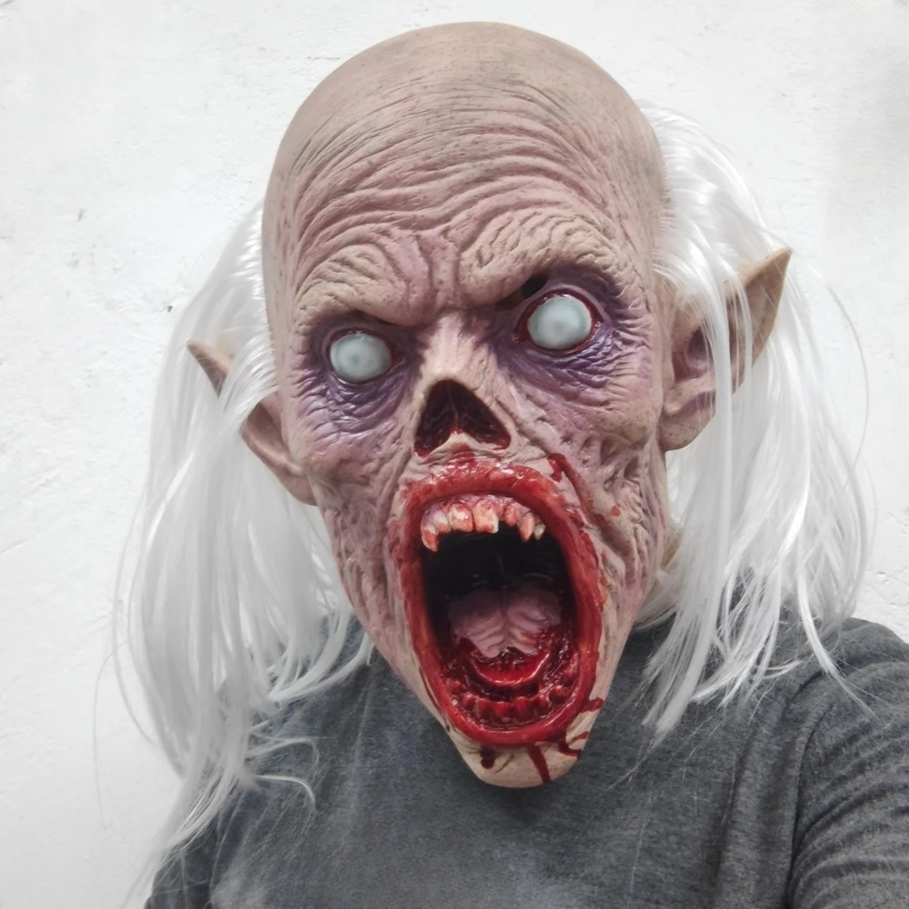 Maschera da vampiro Zombie insanguinate Infezione Persona Copricapo Spaventoso Demone Mostro Maschera Halloween Horror Costume Party Scherzo raccapricciante Prop