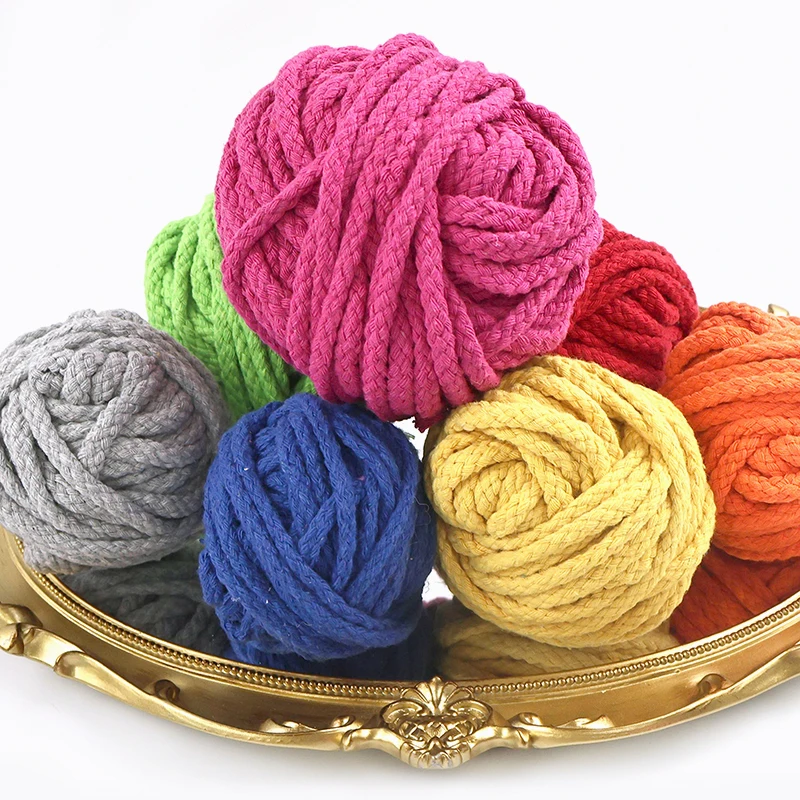 

100Meters 5/7mm Twisted Cotton Rope Braided Cord for Bag Strap Home Decoration Braided Ropes Weave Cords DIY Sewing Accessories