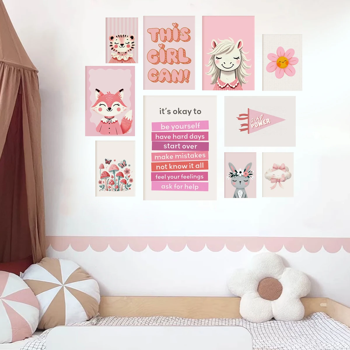 

Trendy Girls Room Wall Sticker Set Animals Positive Quote Gallery Wall Art Decal Nursery Kids Bedroom Child Room Home Decor