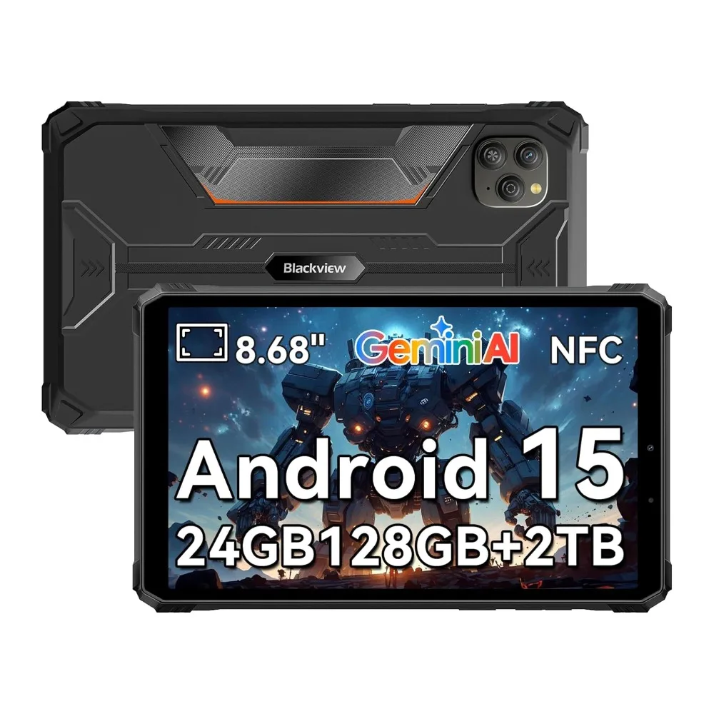 Blackview Active 5 Rugged Tablets PC, 8.68 '' HD+ 90Hz, IP68/IP69K Waterproof, Android 15 AI Tablets,6GB+128GB, 6600mAh/18W