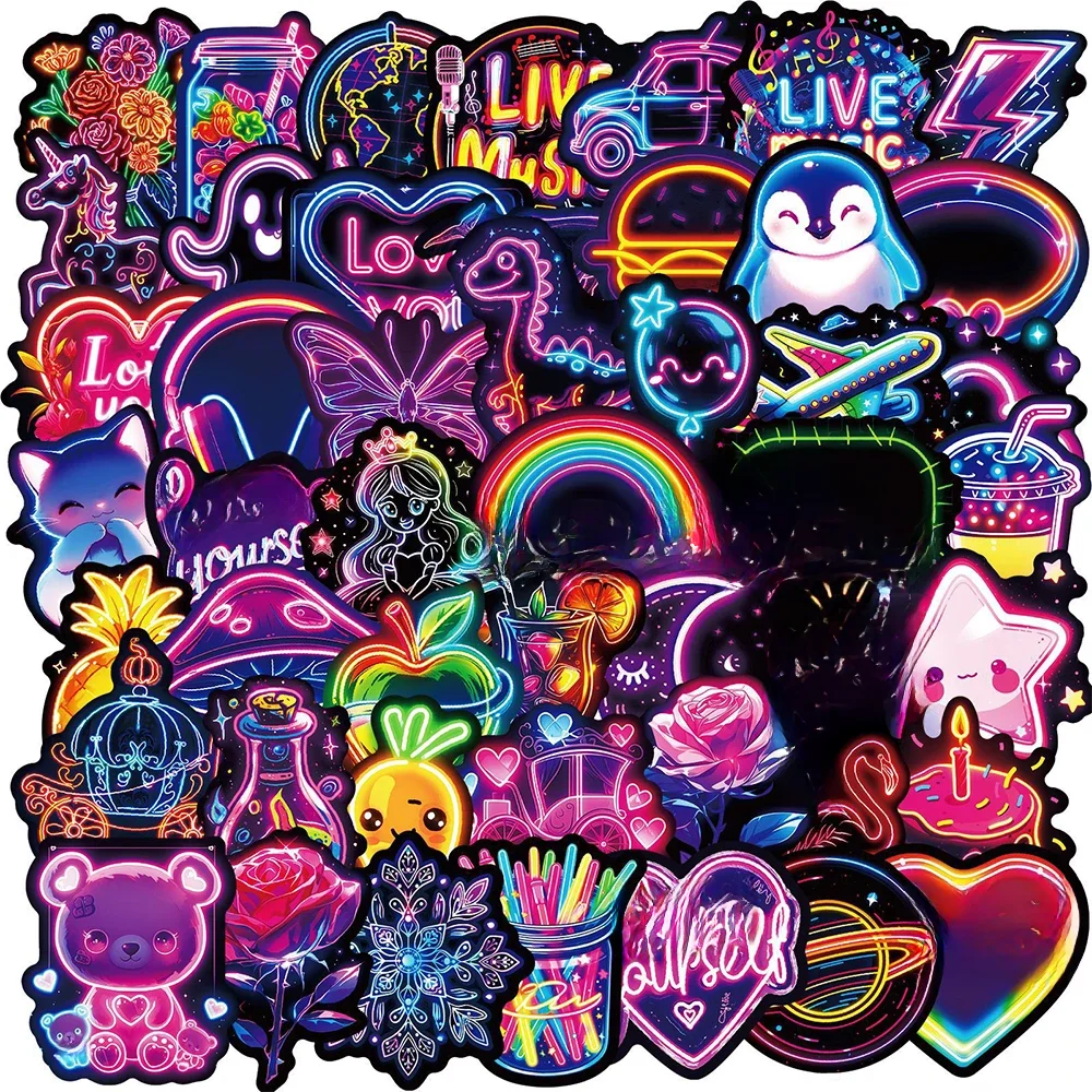 10/30/50 sztuk śmieszne Cute Cartoon Neon Graffiti naklejki naklejki Laptop walizka notatnik pamiętnik naklejka dekoracyjna dzieci klasyka zabawka — zdjęcie 2