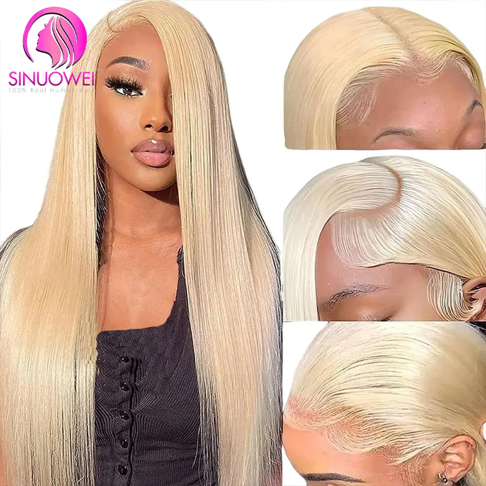 30 Inch 613 Honey Blonde Bone Straight Human Hair Wig Brazilian Lace Front Human Hair Wigs For Women 180% Density Cheap Lace Wig