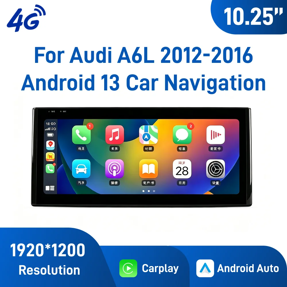 10.25 Inch Android Car Navigation for Audi A6L C7 2012-2016 GPS Bluetooth WiFi Apple CarPlay Android Auto Touch Screen