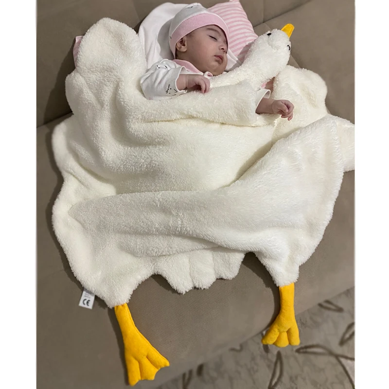 Cream Kids Baby Blanket Duck Play Mat Winter Plush Multi-Purpose Goose Play Mat