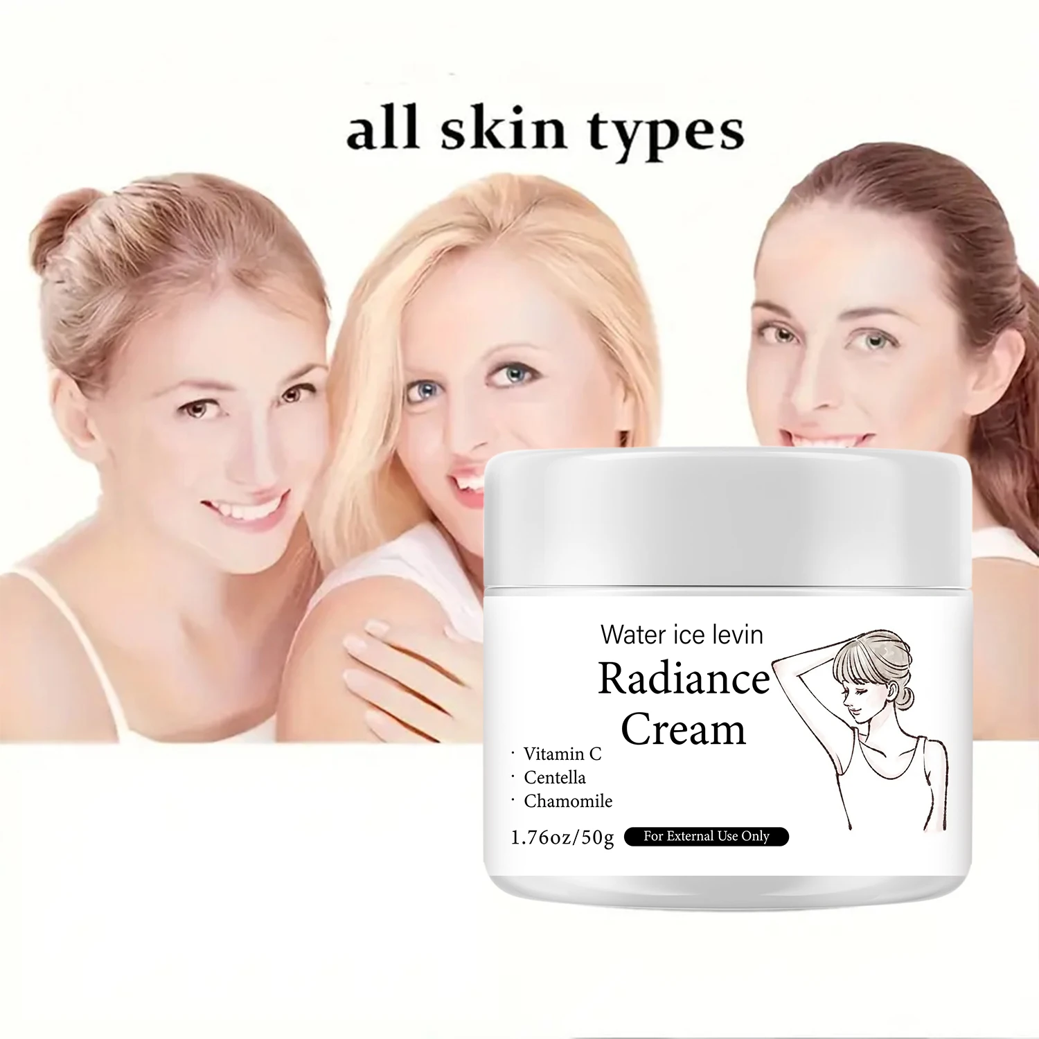 Water Ice Levin Gentle Brightening Cream 50g Hyaluronic Acid Tocopherol Lactic Acid Niacinamide For Smooth Radiant Body Skin