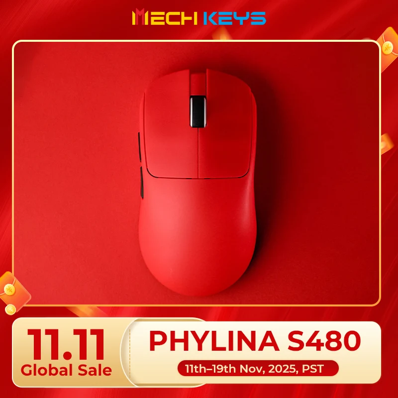 

PHYLINA S480 PAW3395/PAW3950 30000DPI Wireless 8KHz Ultra-light 36g Mouse Three-Mode Bluetooth 750IPS Gaming 2025 E-sports Mice