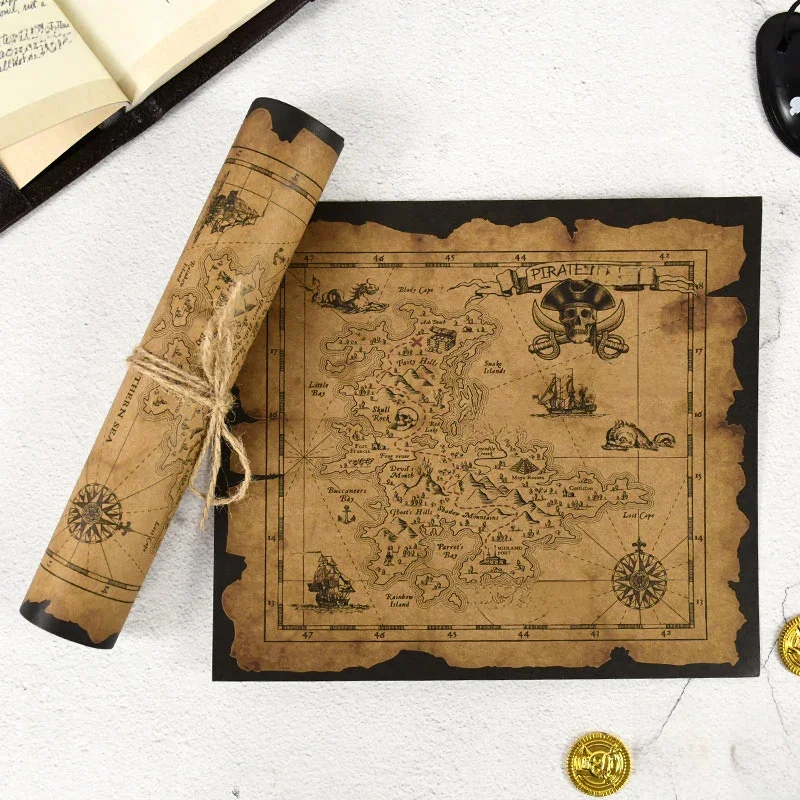 Carte de la Mer des Caraïbes, Aventure Classique, Vintage, revêt Sagesse, Carte du Monde, Halloween 7.5, ixOuverte, Fournitures Cadeau pour Enfants