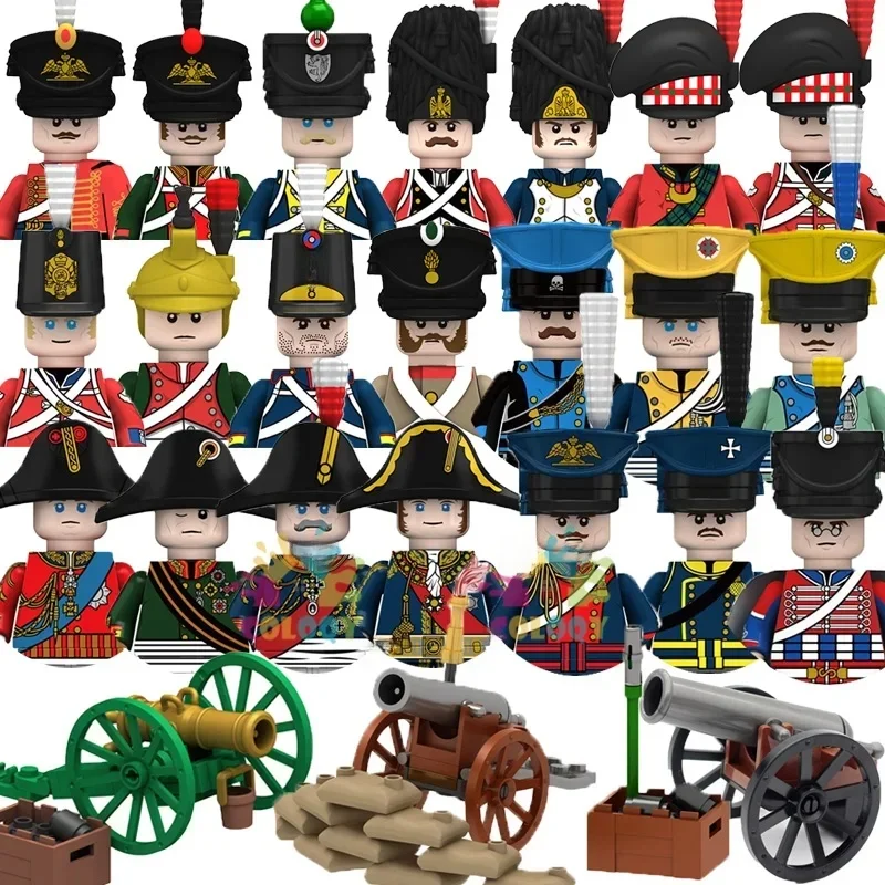 Jouets pour enfants guerres napoléonnes blocs de construction 4 côtés imprimés soldats généraux Mini figurines d'action jouets pour enfants cadeaux d'anniversaire