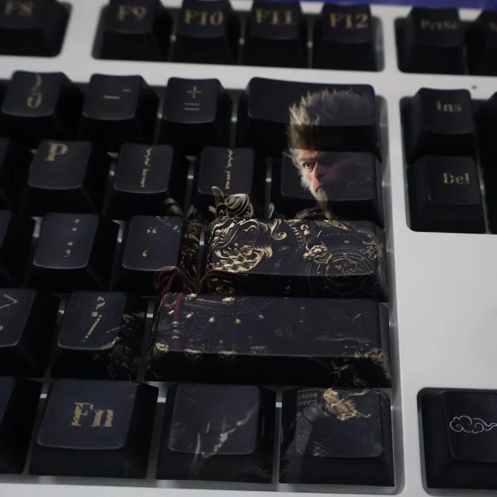 125 Keycap Tema MiFuny WuKong PBT Keycap Profil Cherry untuk Keyboard Mekanik Kustom Wooting, Aksesoris Gaming