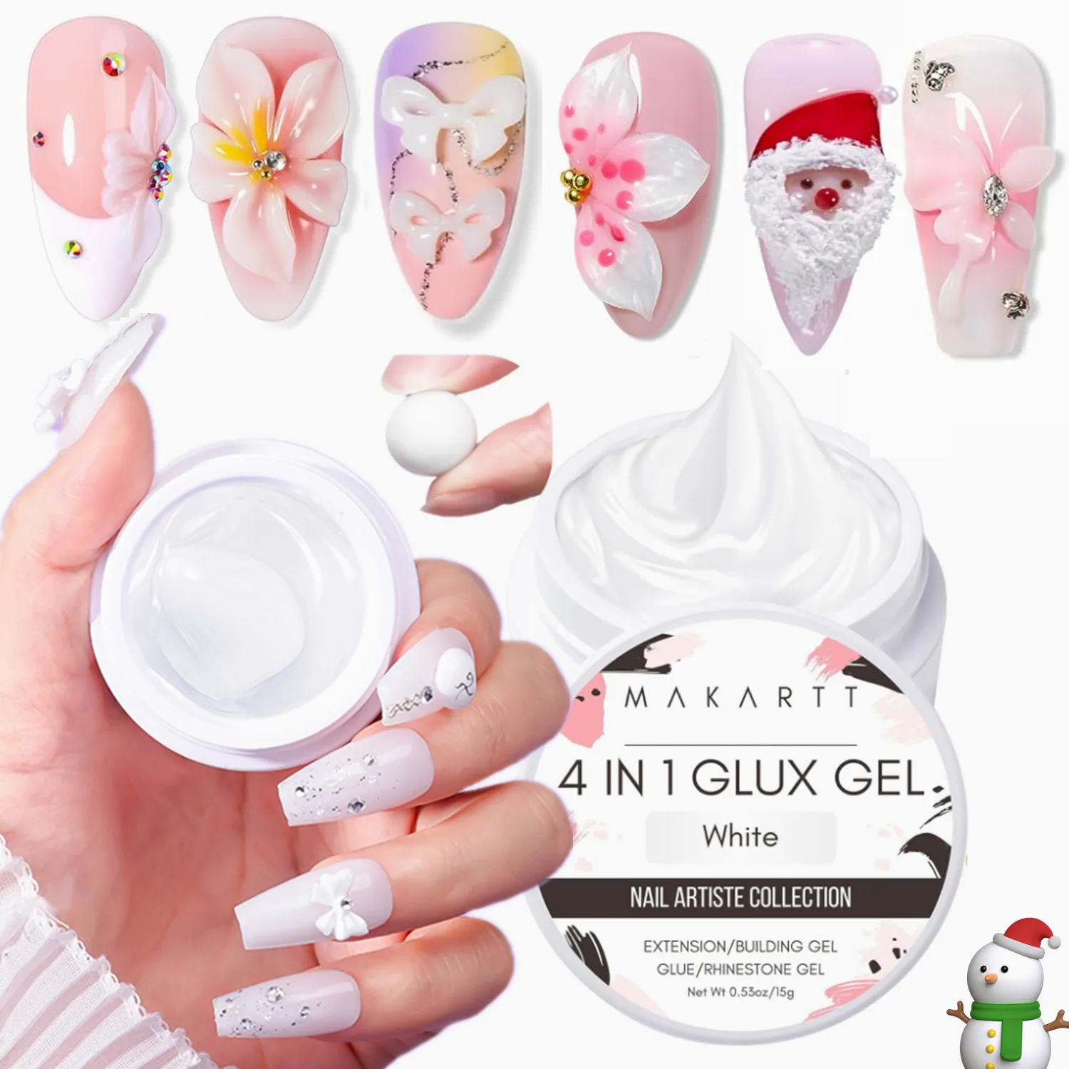 

Makartt Solid Gel Builder for Nails 15ML Nail Extension 3D Gel Sculpting Nail Art UV Nail Glue for Press on Nails