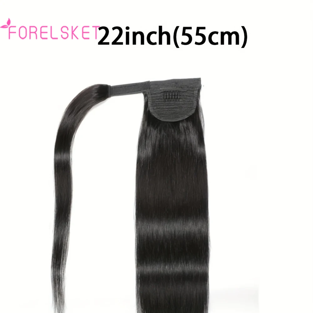 Envolva a extensão do cabelo do rabo de cavalo para mulheres, cabelo humano real, cabelo preto natural, adicionando volume