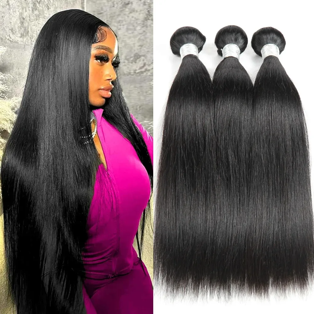 YKB 30 40 Inch Bone Straight Bundles Human Hair 100% Unprocessed Weave Raw Hair Extensions 12A Indian 3 4 Bundle Deals Remy Bulk