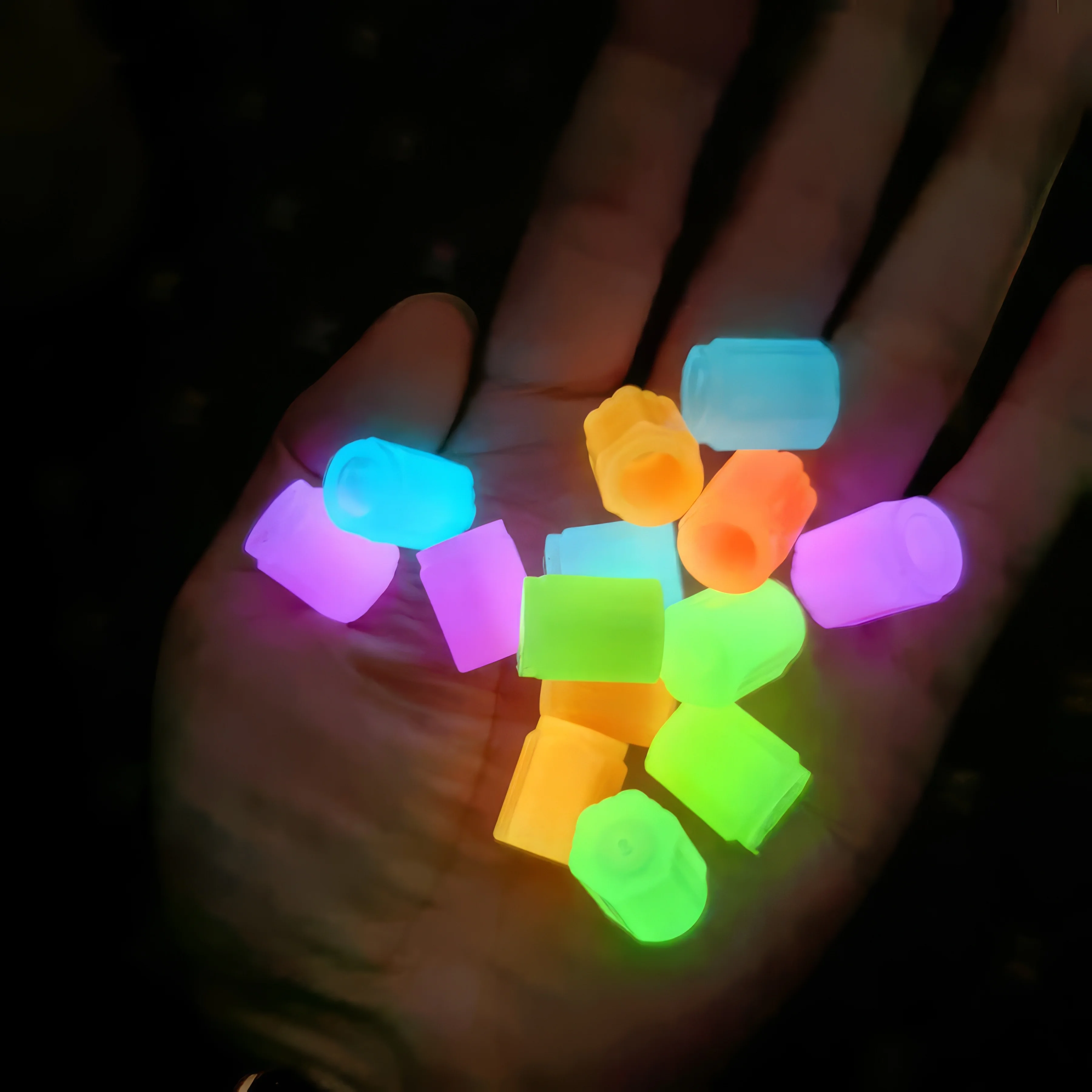 

Convenient 4-Pack Tire Valve Caps with Glow: Small Design, Big Safety for Easy Pressure Checks