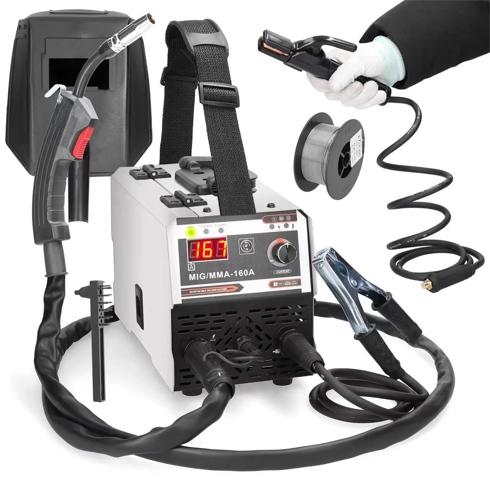 Machine à souder MIG MMA 2 en 1, soudeuse à inverseur IGBT DC, alimentation automatique du fil, soudage par contact, soudeuse à arc sans protection gazeuse pour le bricolage
