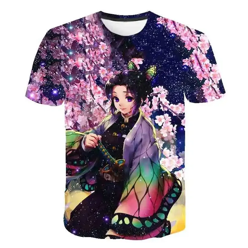 New Summer Fashion Anime Demon Slayer Kochou Shinobu 3D T Shirt Kids Casual T-shirt Boy Girl Unisex Clothes Oversized Tshirt Top