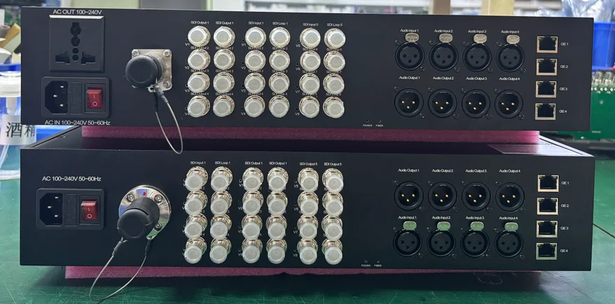 8 channels 12G SDI videos with loopout  XLR Audio, 3K93C Lemo Connector fiber optic  Transmitter  Receiver converter extender