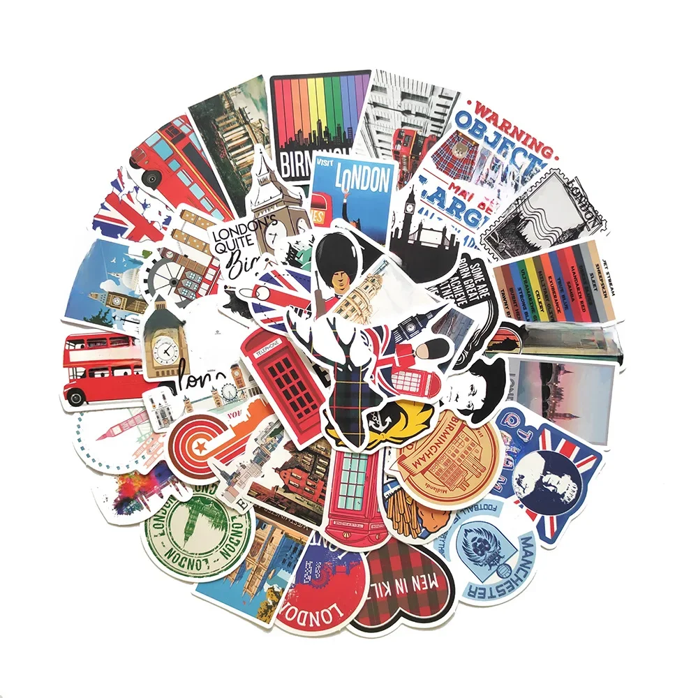 10/30/50pcs London England naklejki na laptopa gitara rowerowa nadruk z motywem deskorolki dziecko DIY Graffiti naklejki wodoodporne zabawka — zdjęcie 2