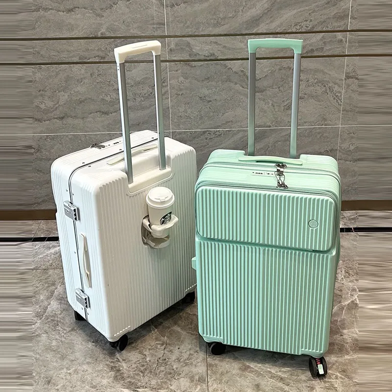 

2025 New Luggage Women's 20 Inch Front Opening Cabin Suitcase Silent Spinner Multifunctional 26 Inch Large Capacity Suitcase