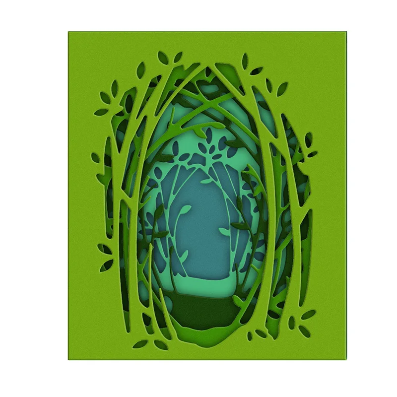 New Arrival Layered Frame Forest Tree Metal Cutting Dies for DIY 2022 Scrapbooking Pattern Card Making Postcard Clipart Stencil