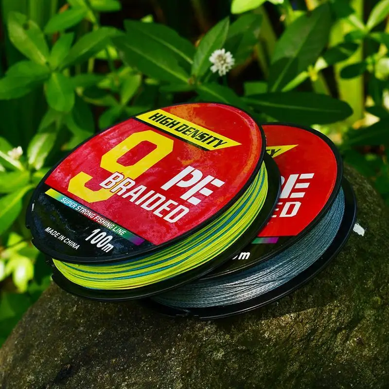 خط صيد مجدول من البولي ايثيلين بطول 100 متر، خط رئيسي مقاوم للتآكل