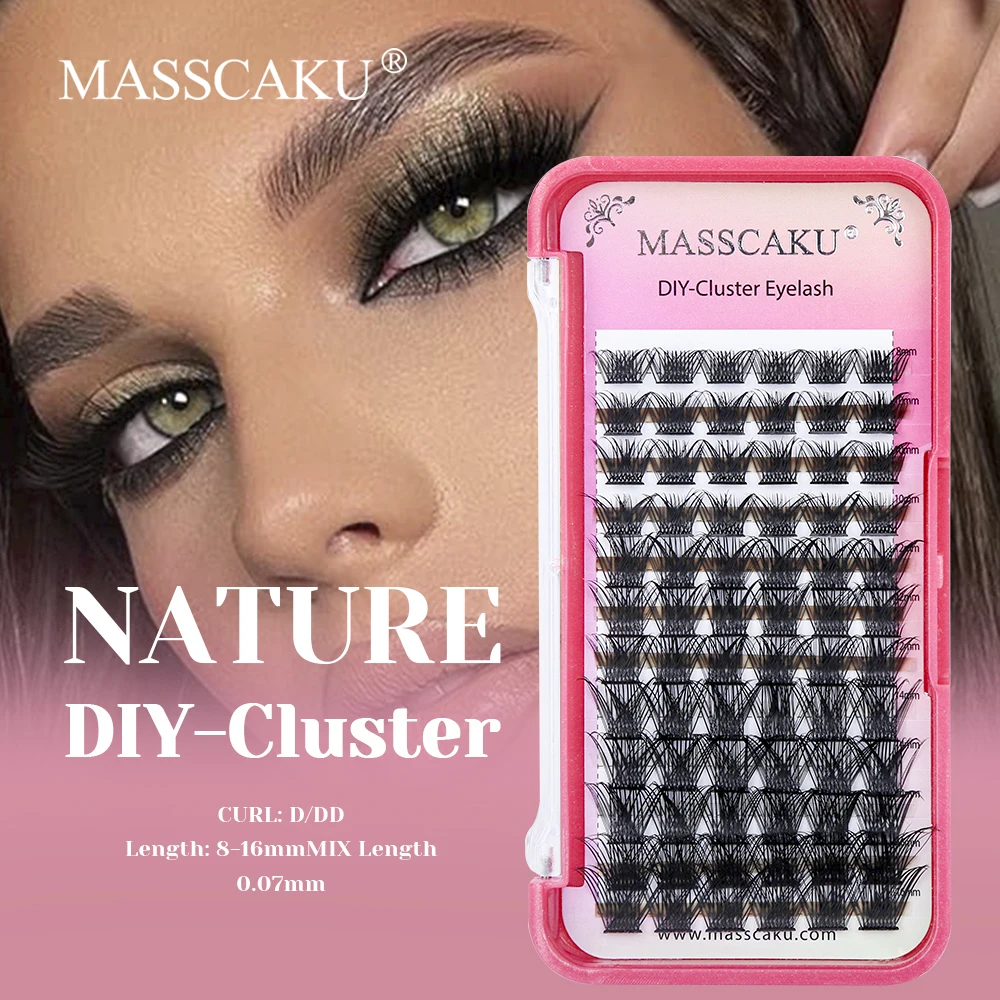 

MASSCAKU High Quality 0.07mm Thickness Faux Mink DIY Clusters Eyelashes Long-lasting Ribbon Cashmere Volume Lashes Makeup Tools