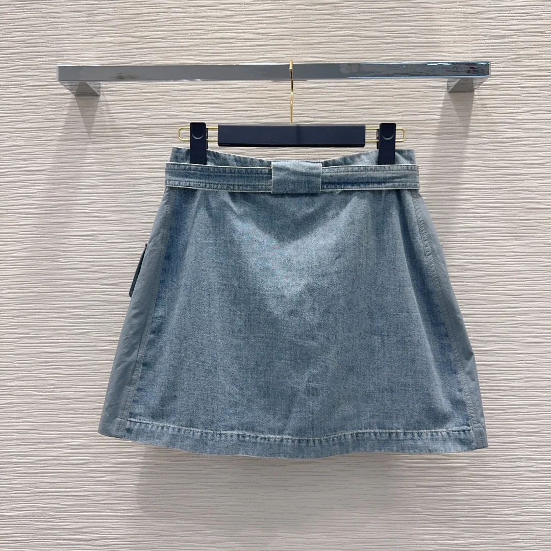 

2026 Summer Women's High-Waist Belted Tencel Denim Mini Skirt ZX185138