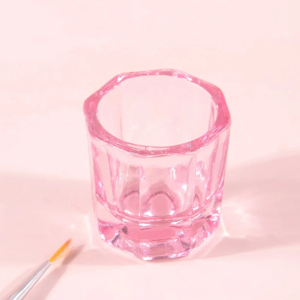 แก้วคริสตัลคลิมอนลา 1 ชิ้น สำหรับใส่ผงอะคริลิคทำเล็บ สีชมพู อุปกรณ์ทำเล็บ