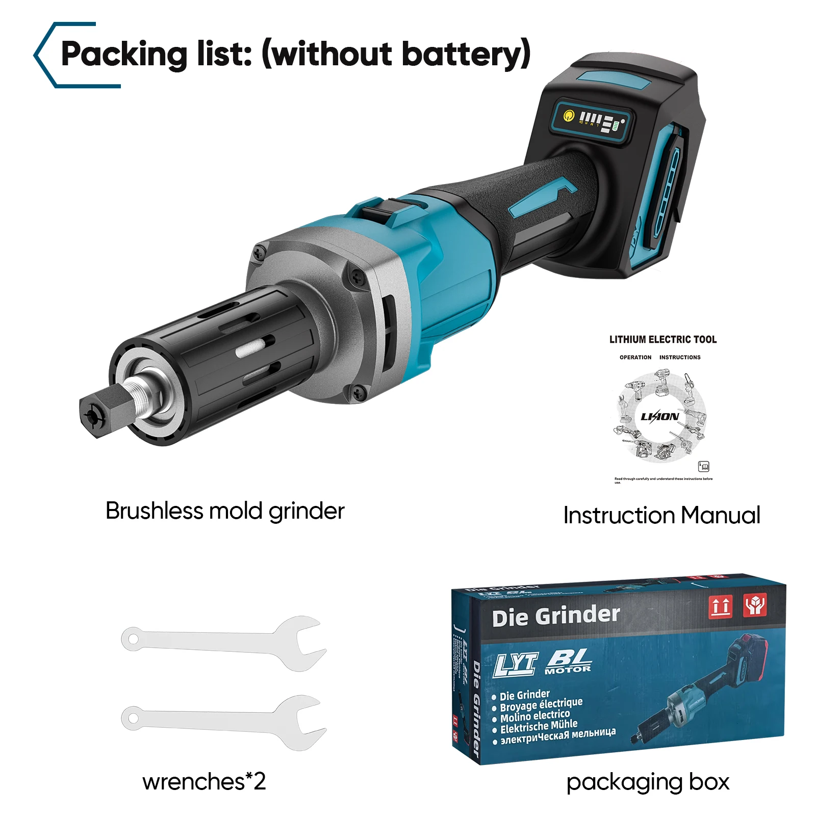 6mm 2000W 35000 U/min Bürstenloser Akku-Rotationsmotor mit 4 Geschwindigkeitsstufen für Makita 18V Akku