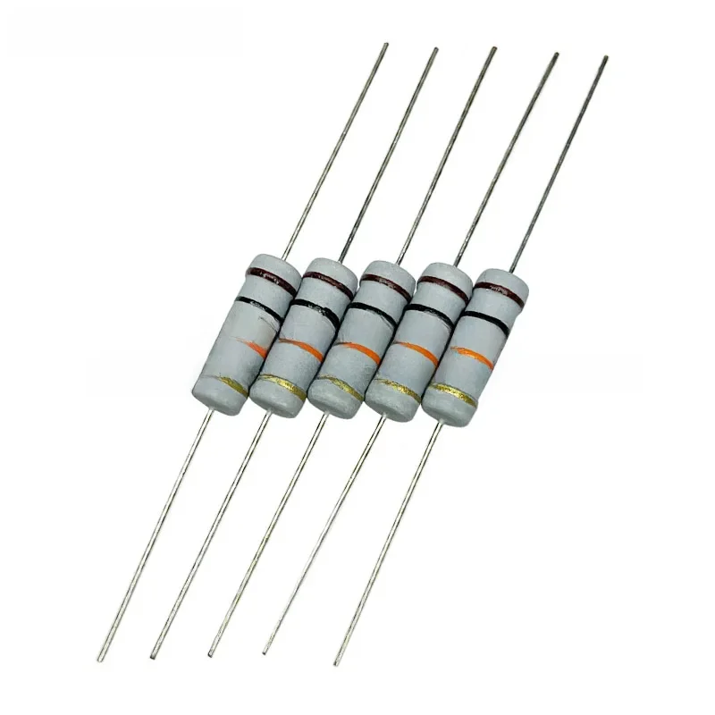 Resistor de filme de carbono de óxido de metal, 20 peças 3w 5% 10 22 33 47 51 62 75 82 91 100 220
