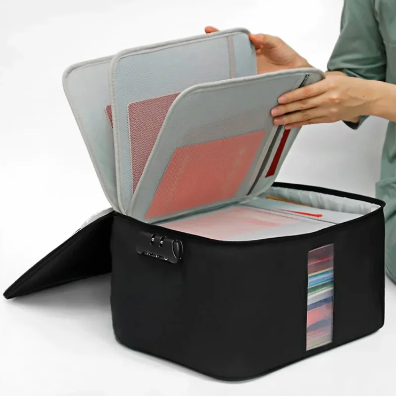 Rits Document Opbergtas Grote Kleding Bagage Compressie Lock Hersluitbare Handtas Draagbare Reizen Home Organisatie - afbeelding 2