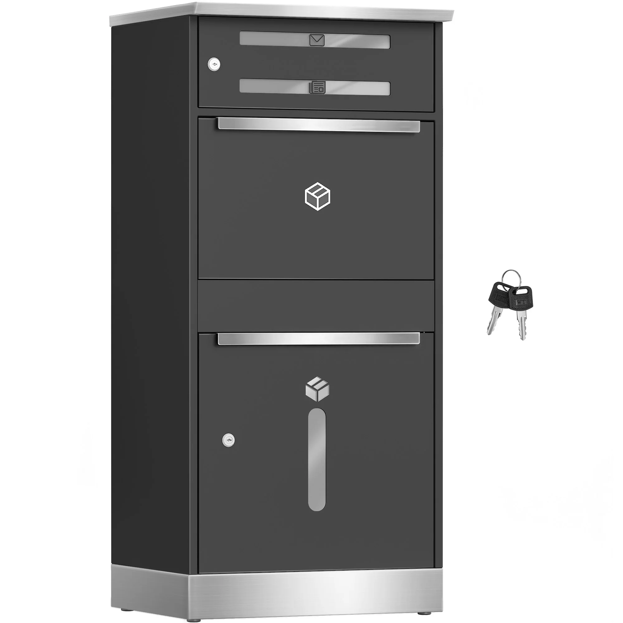 Pakketbox XXL met pakketcompartiment, kijkvenster, staal, afsluitbaar, voor pakketten en brieven, weerbestendig, 2 sleutels