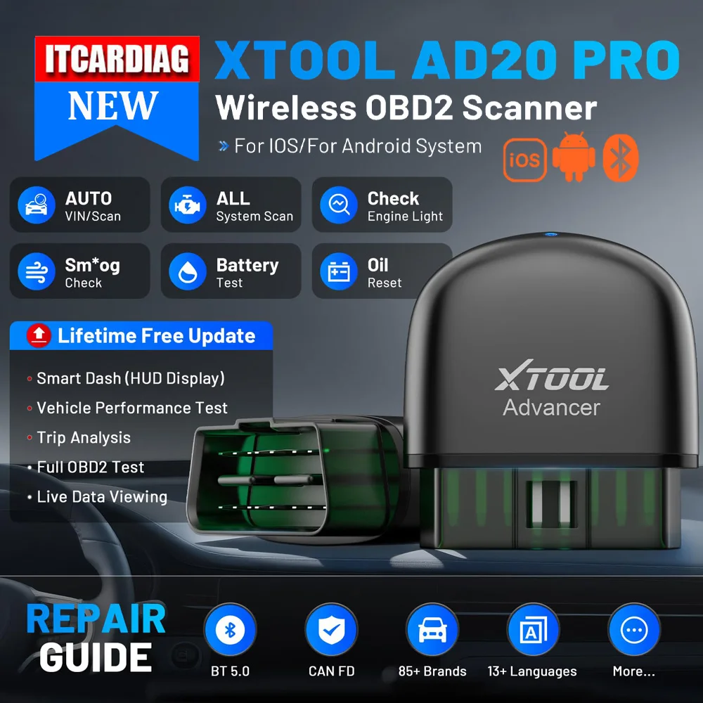 XTOOL AD20 Pro Mini Bluetooth 5.0 OBD2 Scanner AI-Assisted Car Diagnostic Tool Full Systems Scan Read/Clear Fault Code PK ELM327