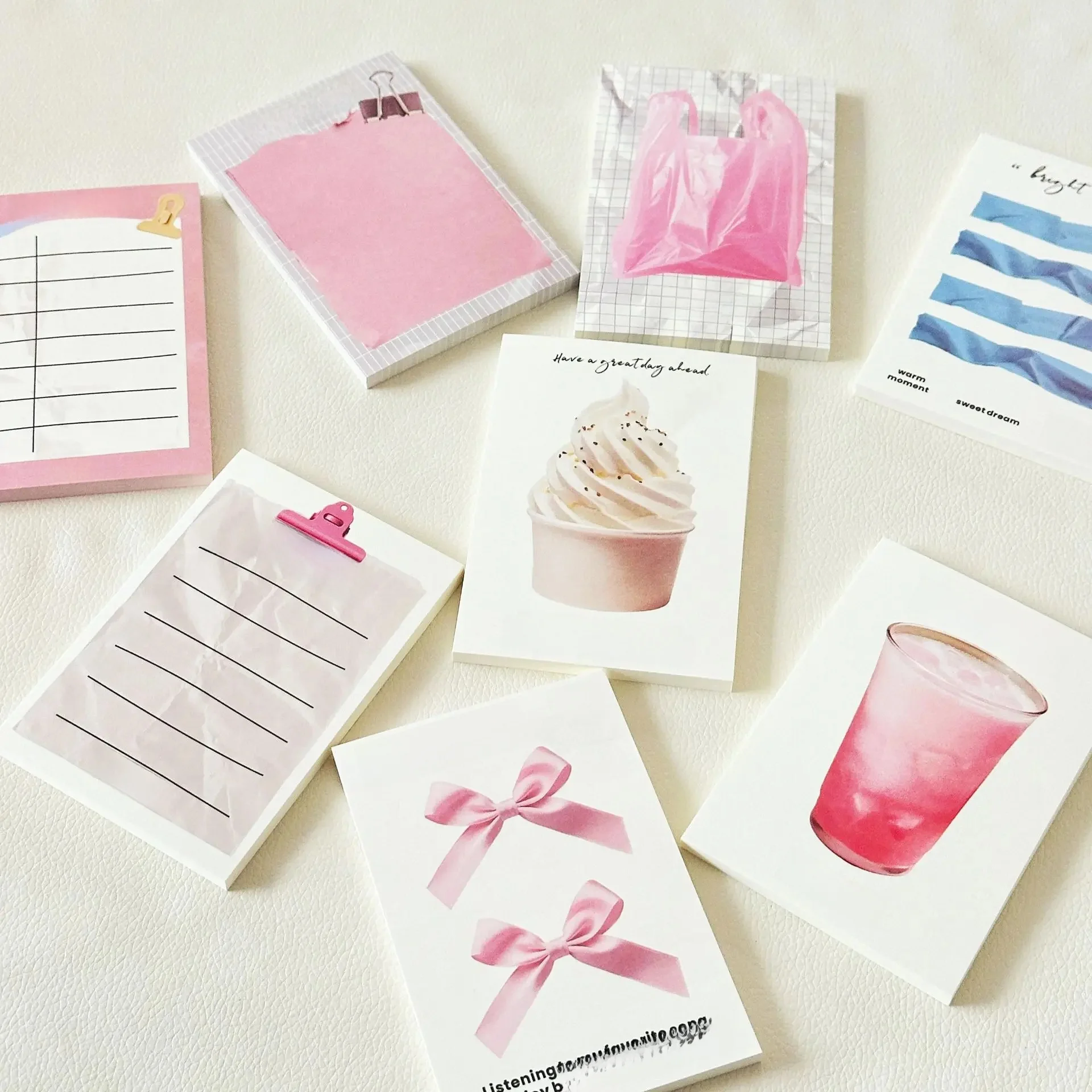 Livre de Notes autocollantes haut de gamme coréen Original, Super texturé, Style créatif culturel, couleur crème, Notes autocollantes, carnet de notes d'étude