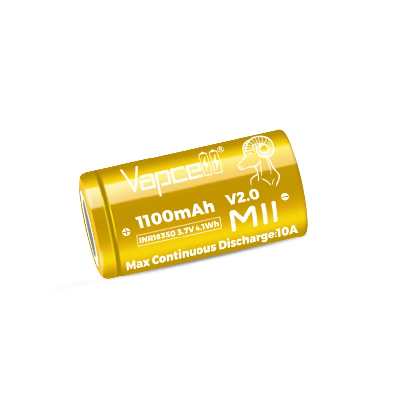 Hot selling vapcell 18350 1100mah 10A M11  lithium ion 3.7v rechargeable Batteries for flashlight