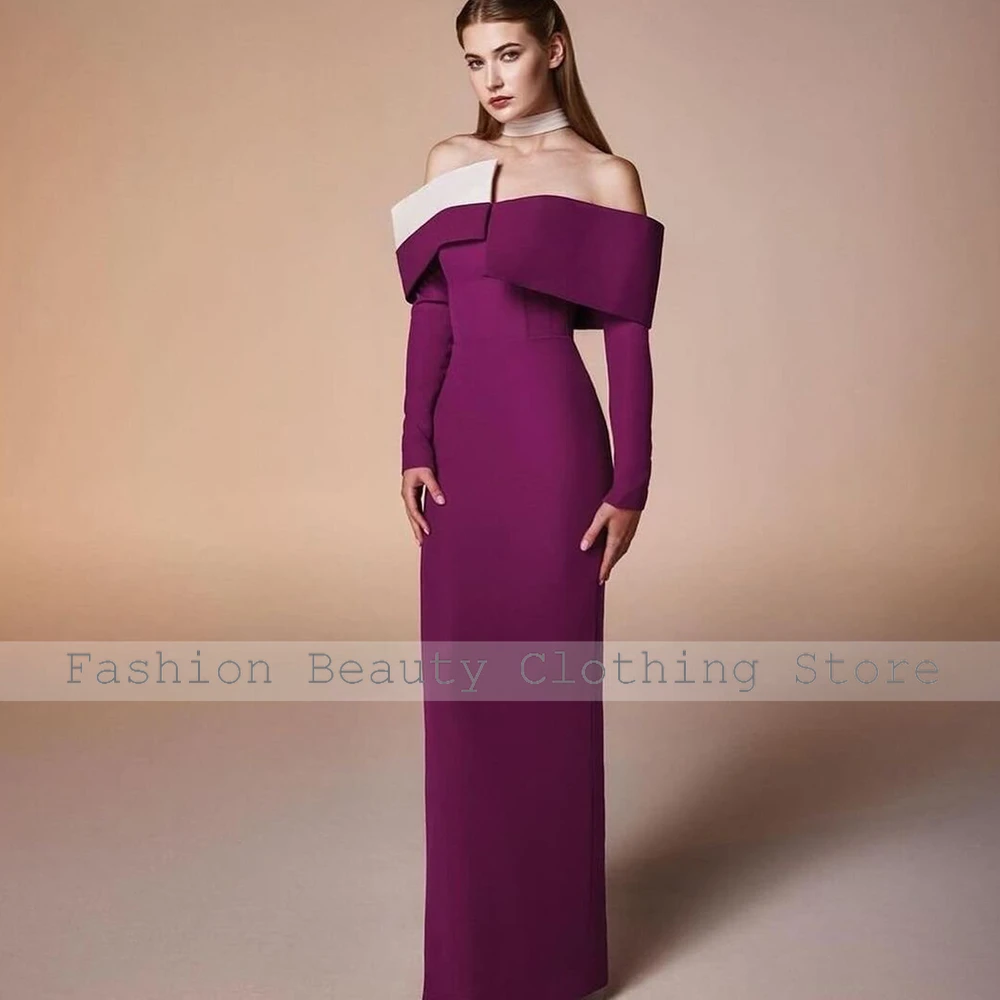 Special Occasions Clothing Classic Jersey Contrast Color Column Off-the-shoulder Long Dresses Elegant Luxury Evening Dress 2024