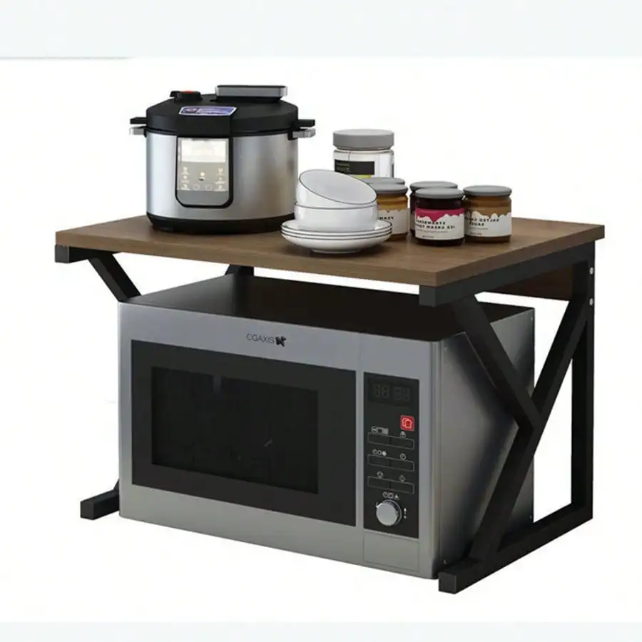Vrijstaande keukenrek met meerdere lagen, magnetronrek, opbergrek, ovenrek zonder pennen, ruimtebesparend, KEUKEN