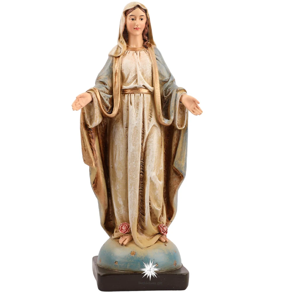 21cmH  Our Lady Of Grace Statue Virgin Mary Statue Polyresin Craft Statue Catholic Religious Sculpture Indoor Outdoor Decor For