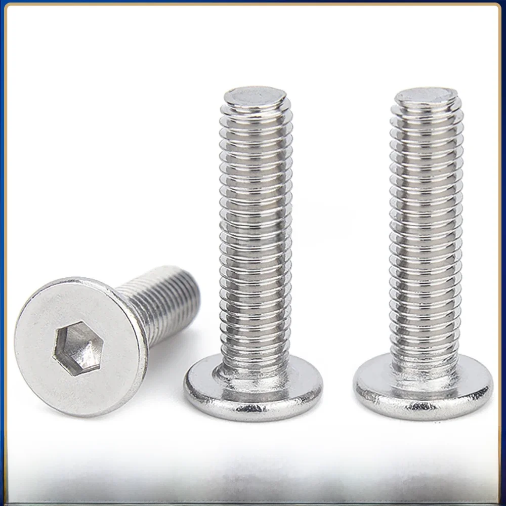 5/50pcs CM M2 M2.5 M3 M4 M5 M6 M8 A2-70 304 acier inoxydable douille hexagonale Ultra mince Super faible plat plaquette vis à tête boulon