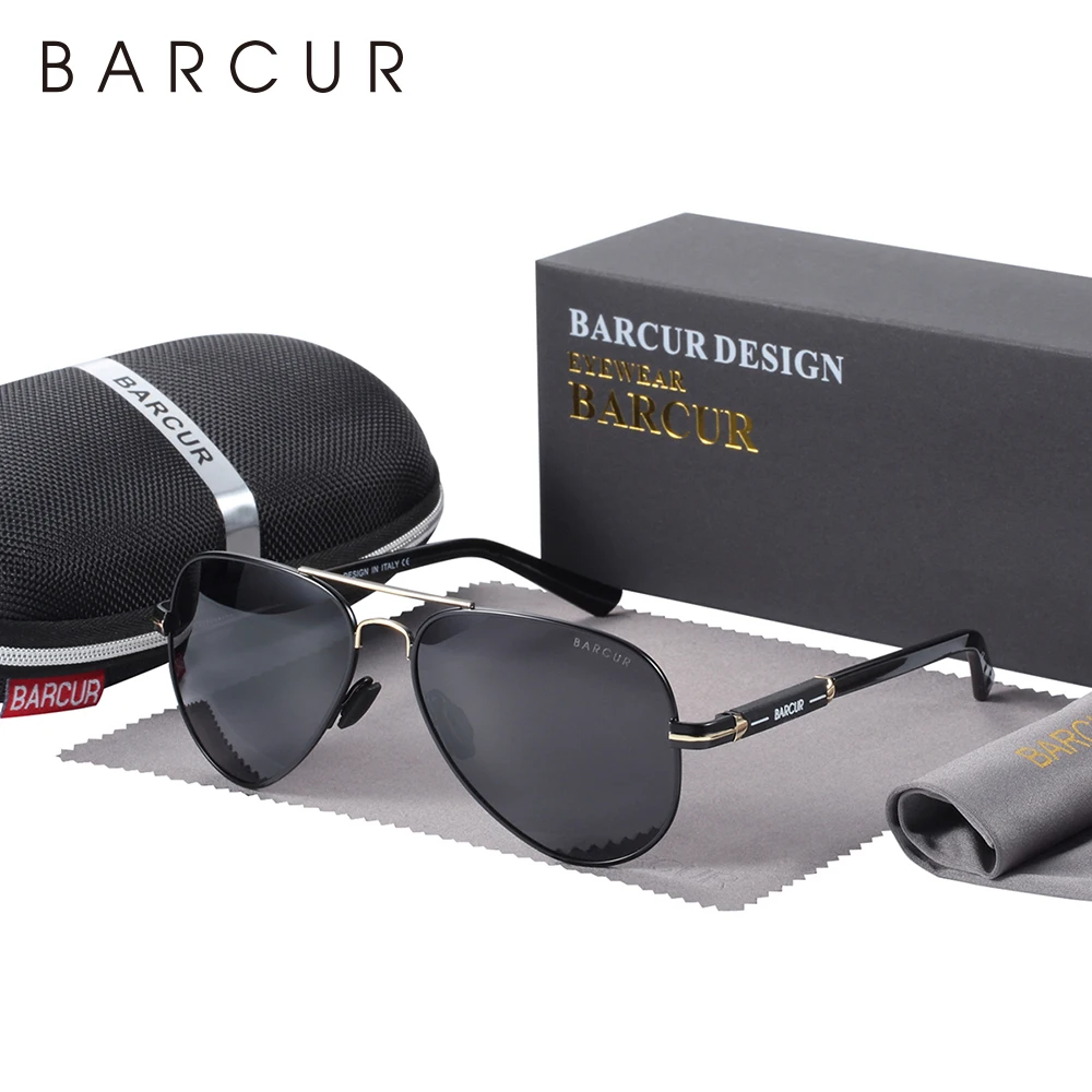 BARCUR Original Brand Fashion Sunglasses Men Polarized Comfortable Pilot Women Sun Glasses for Man Eyewear Oculos Gafas De Sol