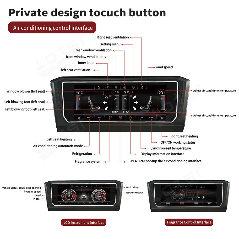 Linux QLED IPS Touch Screen AC Board Air Conditioning Panel For Volkswagen Series Car Stereo multimedia Auto player Accessories