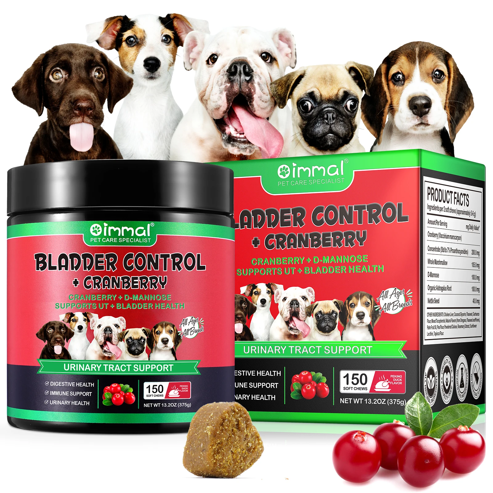 

Cranberry Bladder Health for Dogs Contains Active Ingredients Cranberry D-Mannose Help Support Dog Urinary Tract Kidney Health